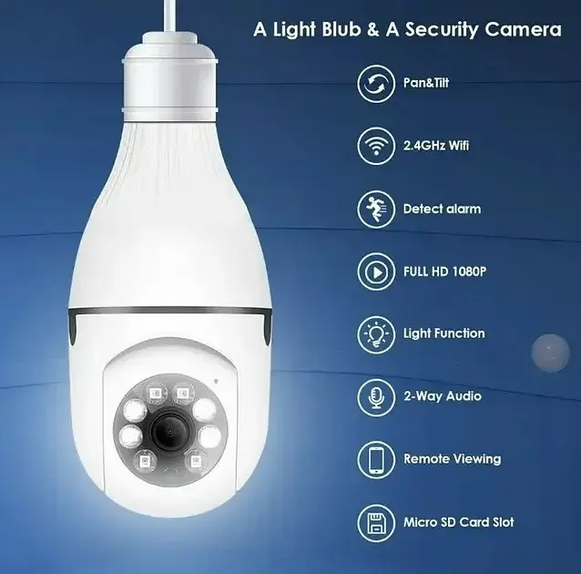 Камера видеонаблюдения XPRO с панорамным обзором 360° V380 Bulb Camera 2MP FHD (41082-15334_506) - фото 4
