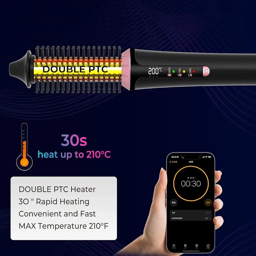 Щітка для випрямлення та завивки UKLISS Thermal Brush Cordless 3 в 1 22 мм - фото 5