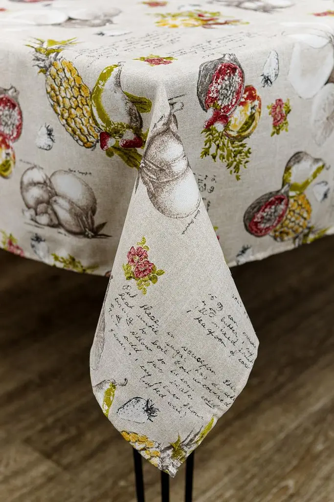 Скатерть Прованс Fruits 180х136 см бежево-серая (32988) - фото 4