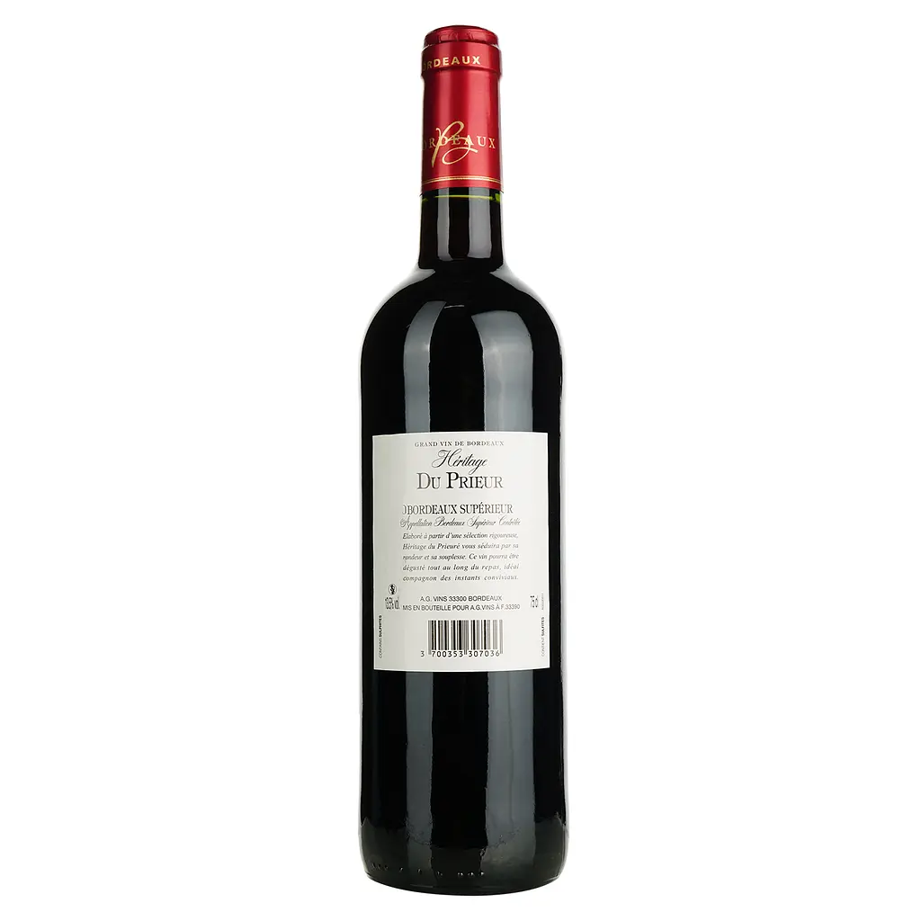Вино Heritage Du Prieur Bordeaux Superieur AOP, красное, сухое, 0,75 л - фото 4