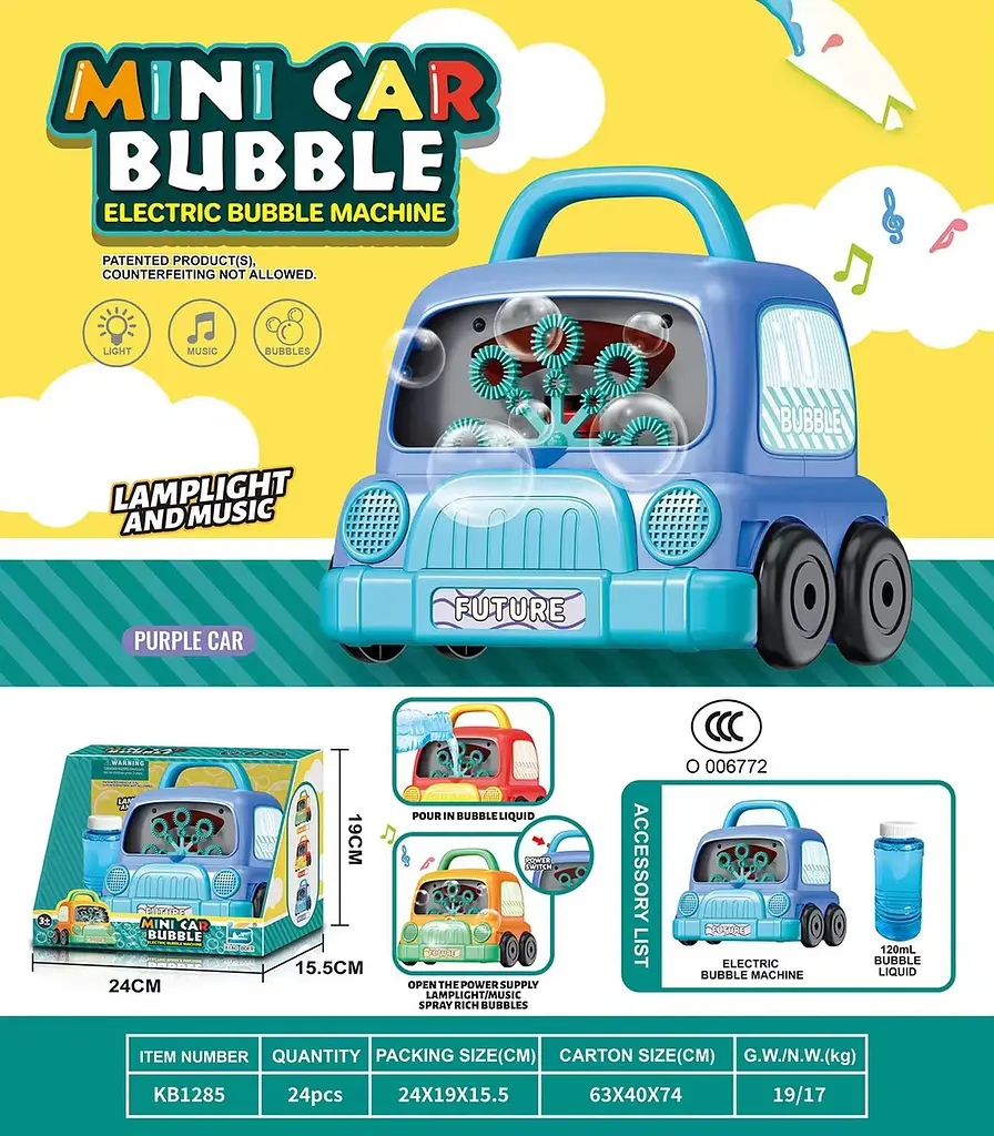 Встановлення для Пуску Мильних бульбашок Машинка Mini Car Bubble зі світлозвучними ефектами - фото 6