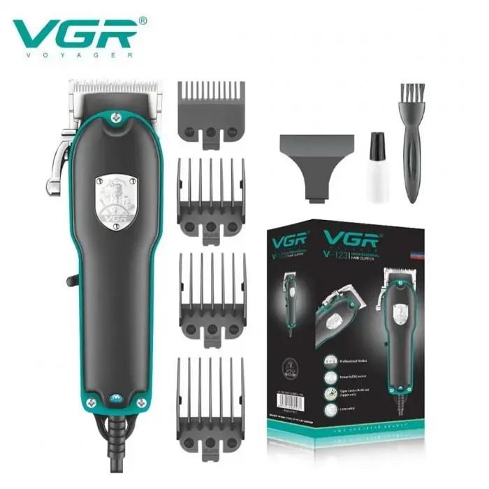 Машинка для стрижки мужская от сети 220 в VGR V-123 Черная (52869) - фото 3