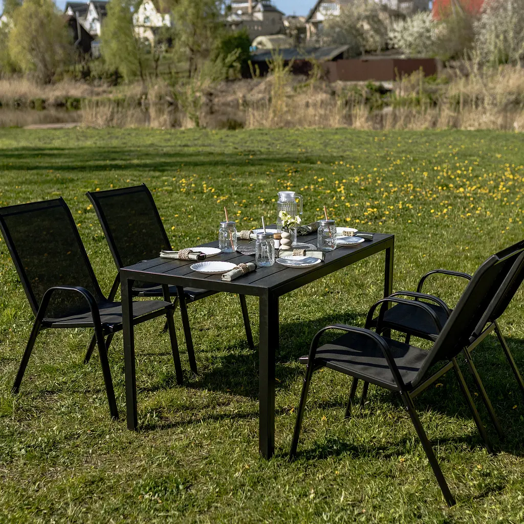 Комплект садових меблів 4Points Bellagio-4 прямокутний стіл 130х70х70см стільниця штучне дерево Polywood та 4 стільці - фото 2