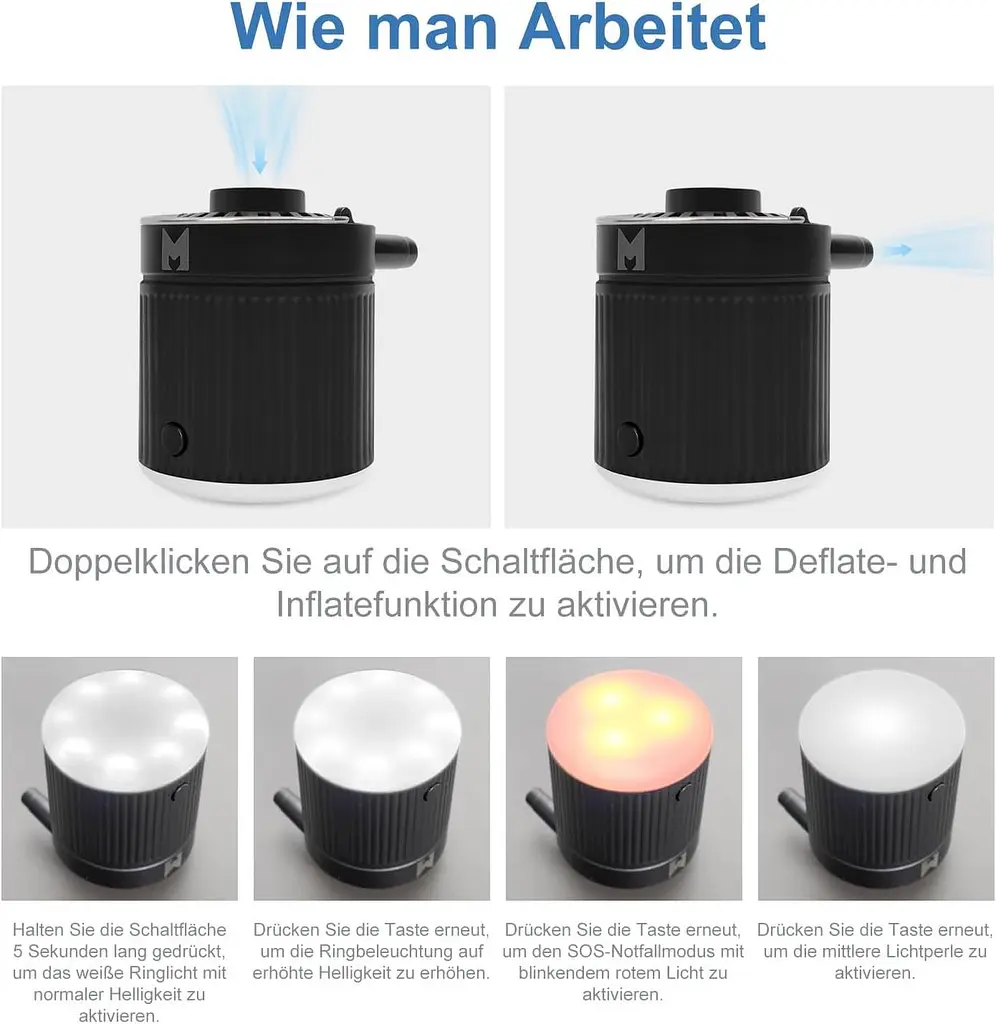 Портативний електричний повітряний насос для надування і здування з батареєю і кабелем USB C - фото 3