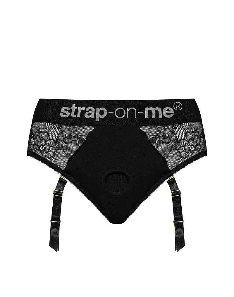 Мереживні труси для страпону з підв'язками для панчох Strap-On-Me DIVA HARNESS - L - фото 3