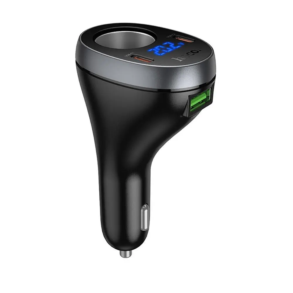 Автомобільний зарядний пристрій Hoco Z61А USB/2 Type-C PD 60W з роз'ємом прикурювача та дисплеєм чорний - фото 3