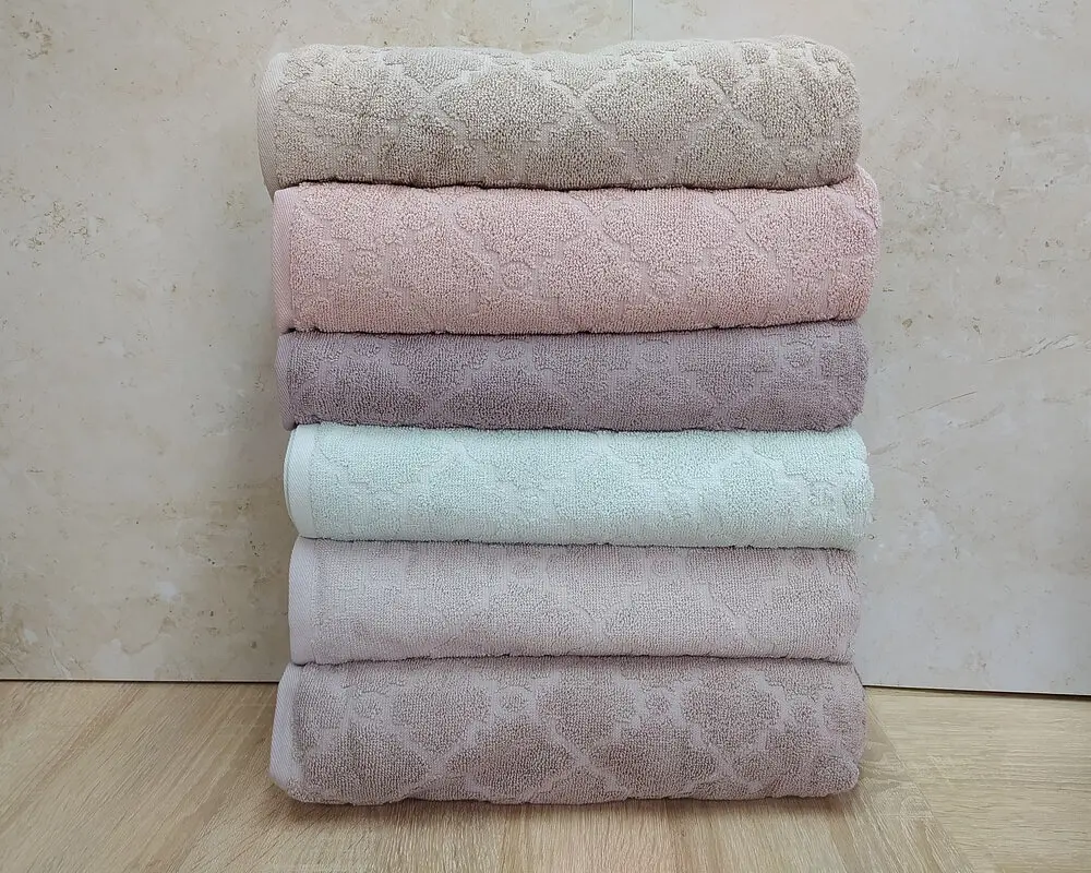 Набір турецьких махрових рушників 70х140 Gulcan 6 шт Jacquard Cotton Lux Motif - фото 2