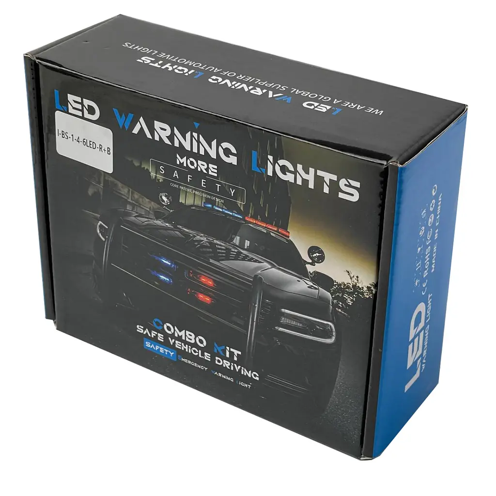 Страбоскоп LED Світлодіодний 12-24V 12 Режимів Червоно-Синій 4 шт. (BS-1-4-6LED R+B) - фото 3