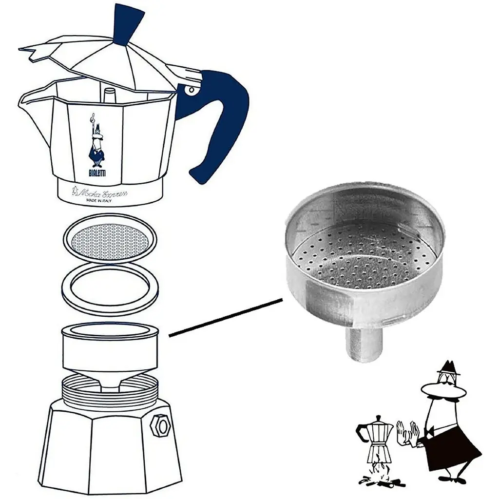 Фільтр-воронка для гейзерної кавоварки Bialetti Spare рarts на 4 чашки (0800134/NP) - фото 3