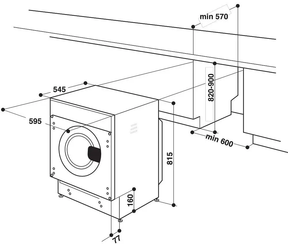 Пральна машина Whirlpool вбудована фронтальна, 7кг, 1400, A+++, 60см, дисплей, пара, інвертор, білий (BIWMWG71484E) - фото 10