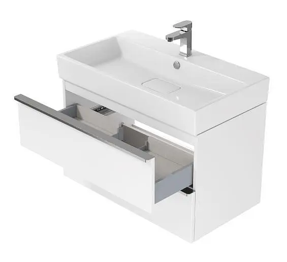 Тумба для ванної кімнати Cersanit Virgo 80 см Білий/Чорний S522-025 30412 - фото 4