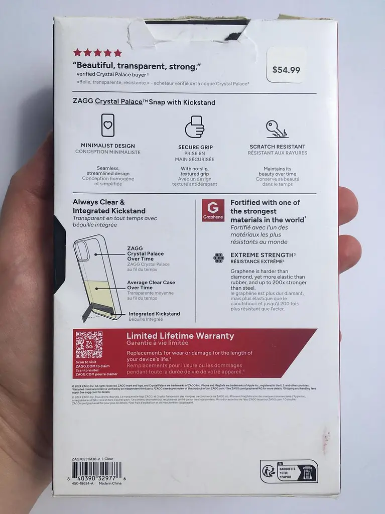 Чохол протиударний для iPhone 16 Pro Max ZAGG Gear4 Crystal Palace Clear Case MagSafe (6.9") Прозорий із підставкою - фото 4