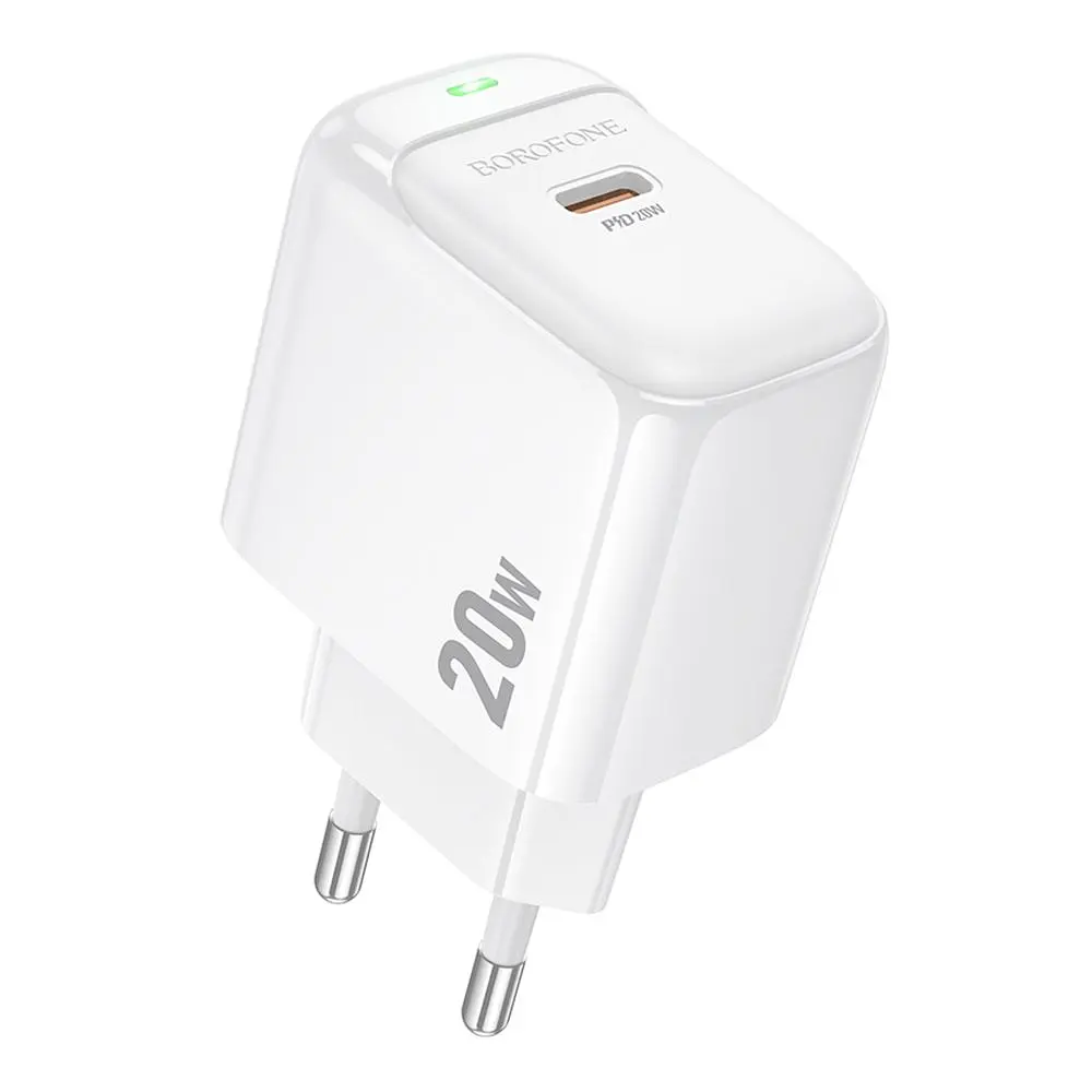 Мережевий зарядний пристрій Borofone BAS43A Type-C PD/QC 20W 100-240V AC 50/60Hz 0.6A White (35134_3345025)