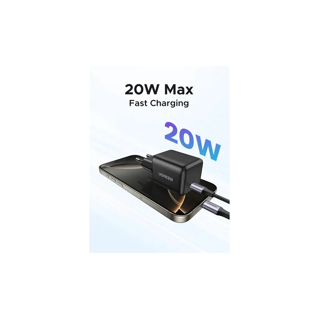 Зарядний пристрій Ugreen USB-C PD 20 Вт GaN X512 чорний (55553) - фото 6