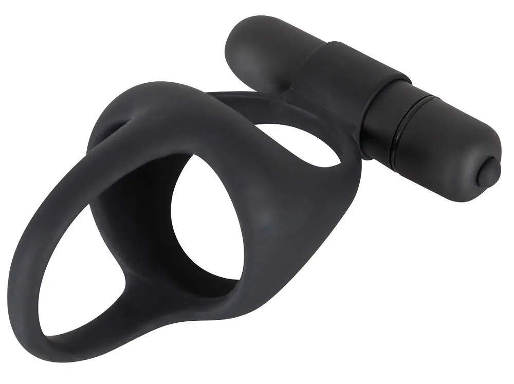 Віброкільце Black Velvets Cock Ball Ring 7 см чорний - фото 2