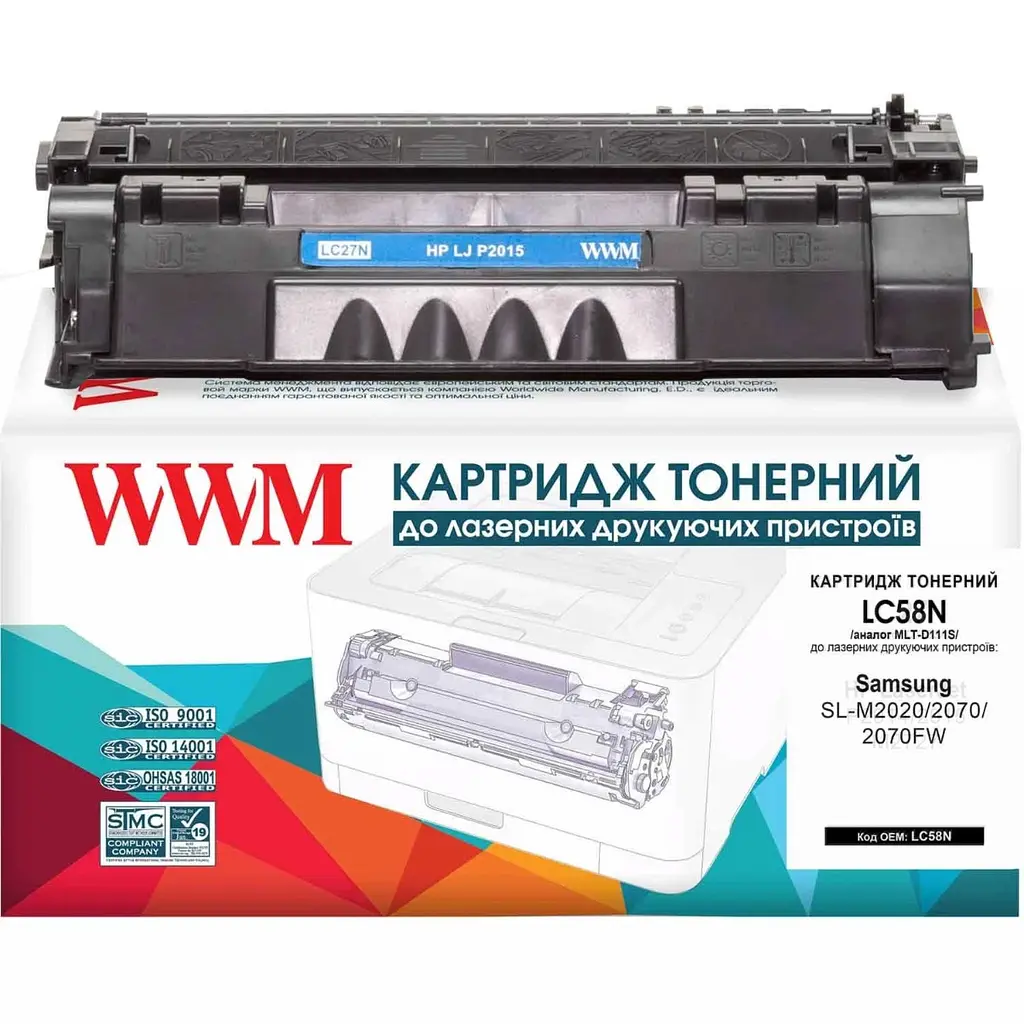 Картридж тон. WWM для HP LJ P2015/P2014/M2727 аналог Q7553A Black ( 3000 ст.) (LC27N)
