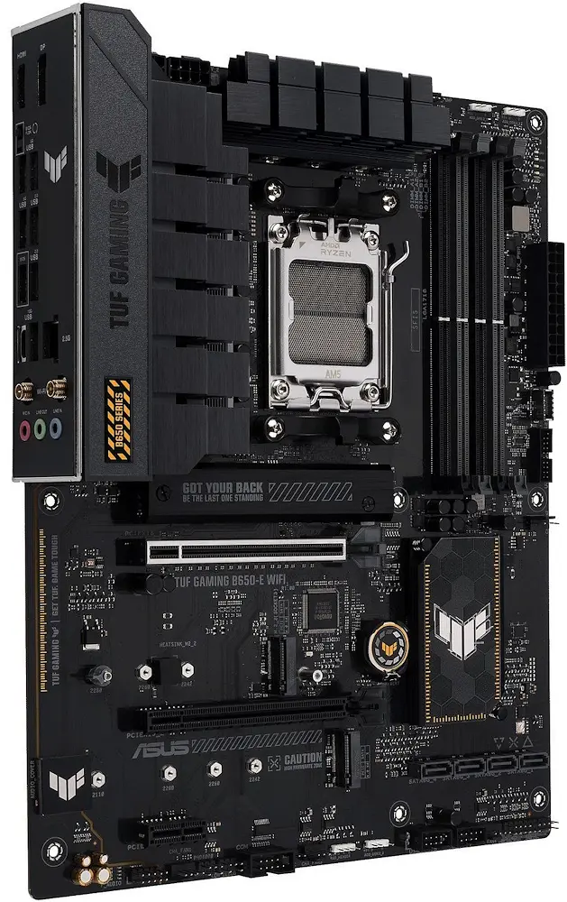 Материнская плата AM5 Asus TUF GAMING B650-E WIFI, B650, 4xDDR5, Int.Video (CPU), 4xSATA3, 3xM.2, 2xPCI-E 4.0 x16, 1xPCI-E 4.0 x1, Realtek 7.1, Realtek 2.5Gb, WiFi 6E, Bluetooth 5.3, 7xUSB 3.2 / 7xUSB 2.0, HDMI/DP, ATX - фото 2