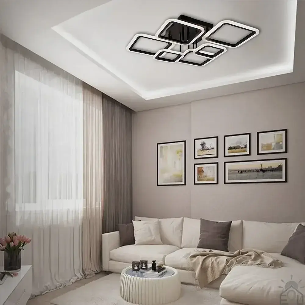 Керована світлодіодна люстра OVAL 75 Bт 6S 810x600x175 мм Чорна ESLLSE - фото 6