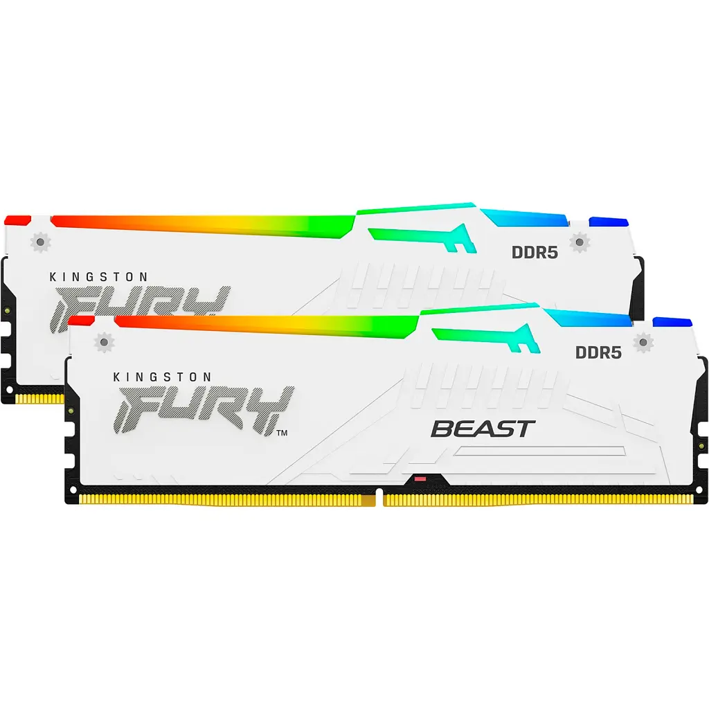 Модуль пам'яті для комп'ютера DDR5 32GB (2x16GB) 5600 MHz FURY Beast White RGB Kingston Fury (ex.HyperX) (KF556C36BWEAK2-32) - фото 3
