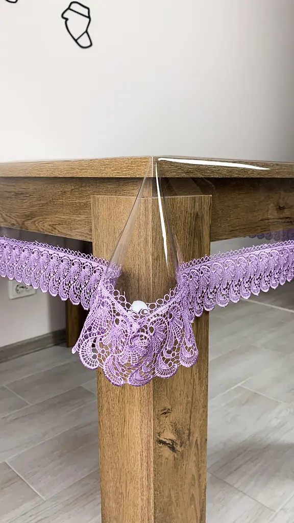 Силиконовая скатерть с лиловым кружевом 7 см 100х100 см - фото 4