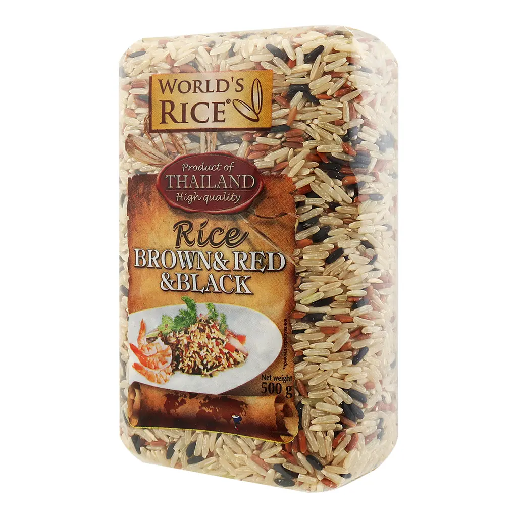 Суміш рису коричневого, червоного та чорного World's Rice 500 г - фото 2
