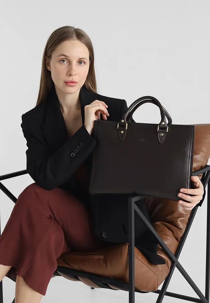 Жіноча шкіряна сумка Fancy A4 коричнева краст - фото 7