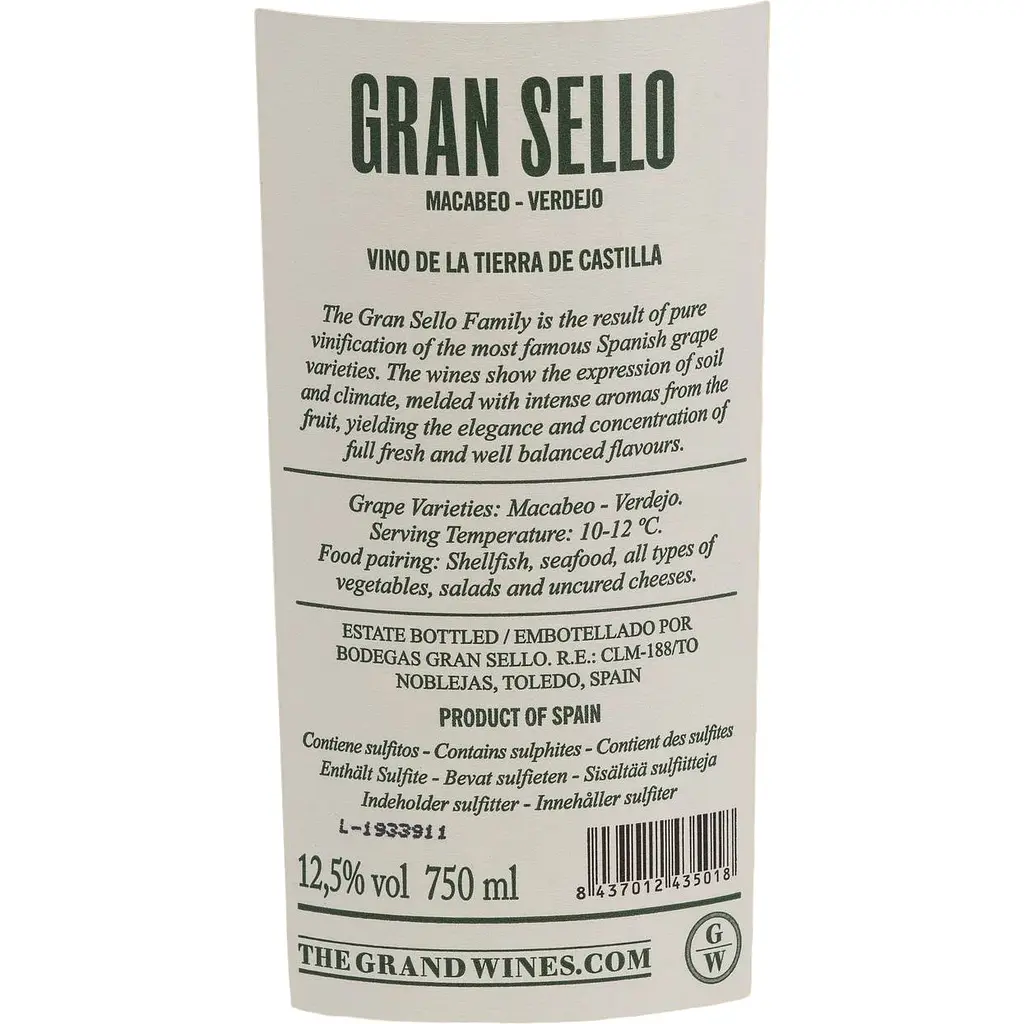 Вино Gran Sello Macabeo Verdejo белое сухое 0.75 л - фото 2