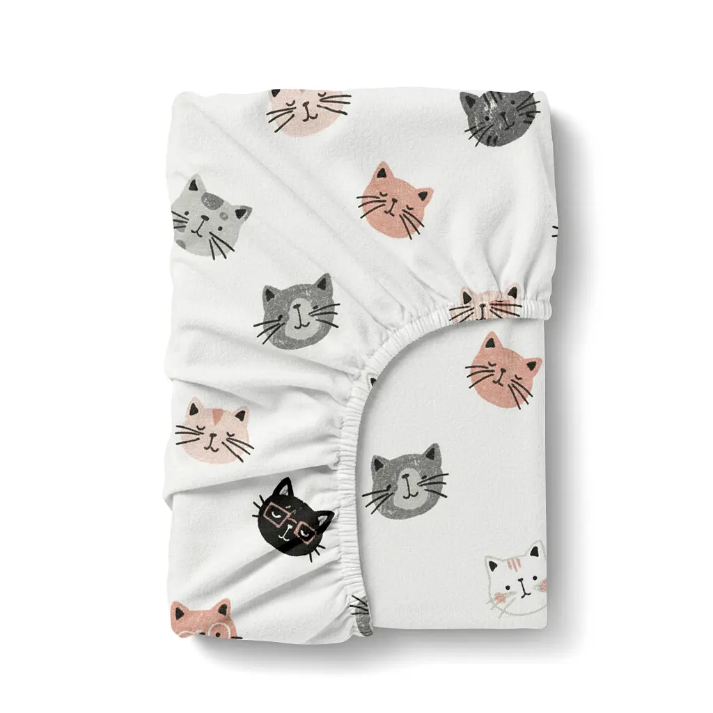 Простирадло на резинці фланель 80х160 PLAYFUL CATS COSAS (4822052499245)