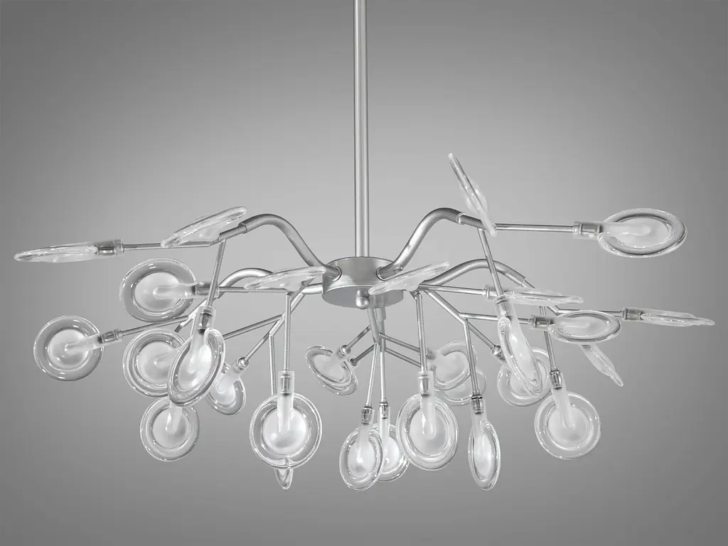 Лаконичная новинка, люстра в спальню "Светлячок", 30 ламп, хром сатин - фото 2