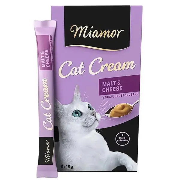 Рідкі ласощі для котів Miamor Cream Malt МІАМОР Мальт для виведення вовни, вершки з сиром крем 6 шт по 15 г