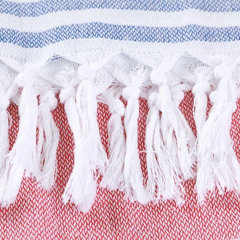 Рушник пештемаль Lovely Svi бавовняний, пляжний, хамам, spa - XХL 100x180 см Red/Blue Stripes (9032025) - фото 4