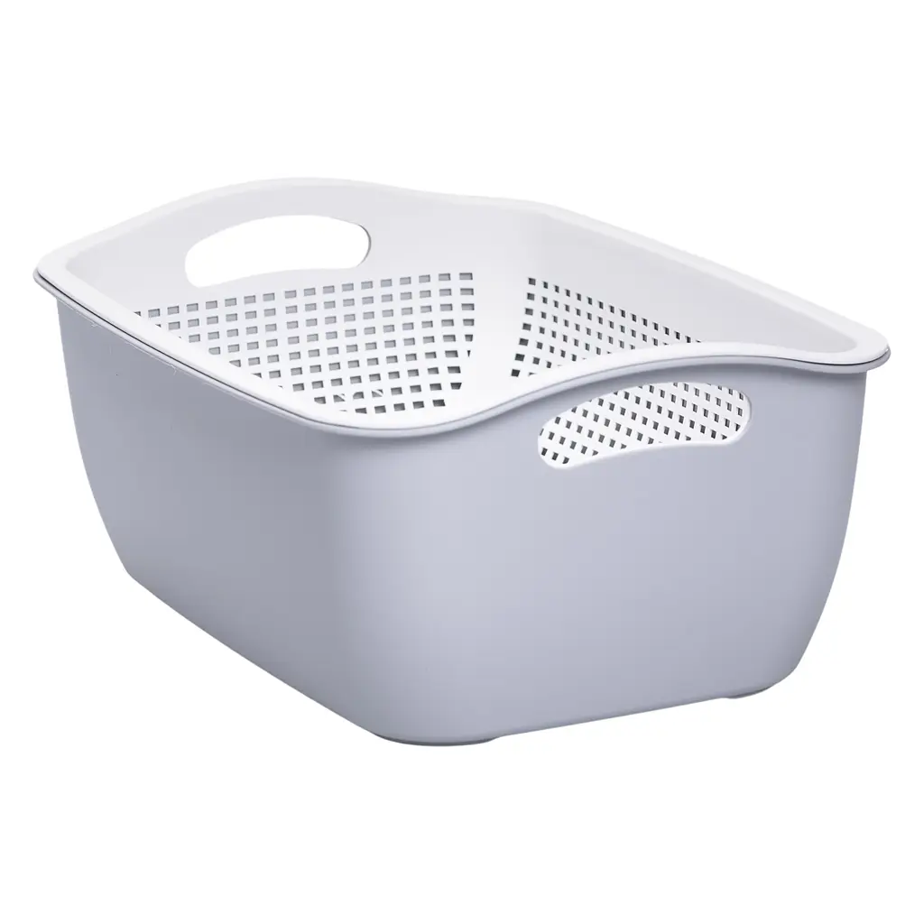 Корзина для мытья овощей и фруктов Yiwu пластиковая 32х23х13 серая HP-45-5G - фото 4