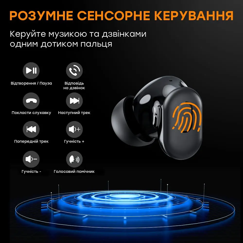 Беспроводные наушники Choetech BH-T15 Black TWS, Bluetooth 5.2, ANC+ENC (43-00137) - фото 6