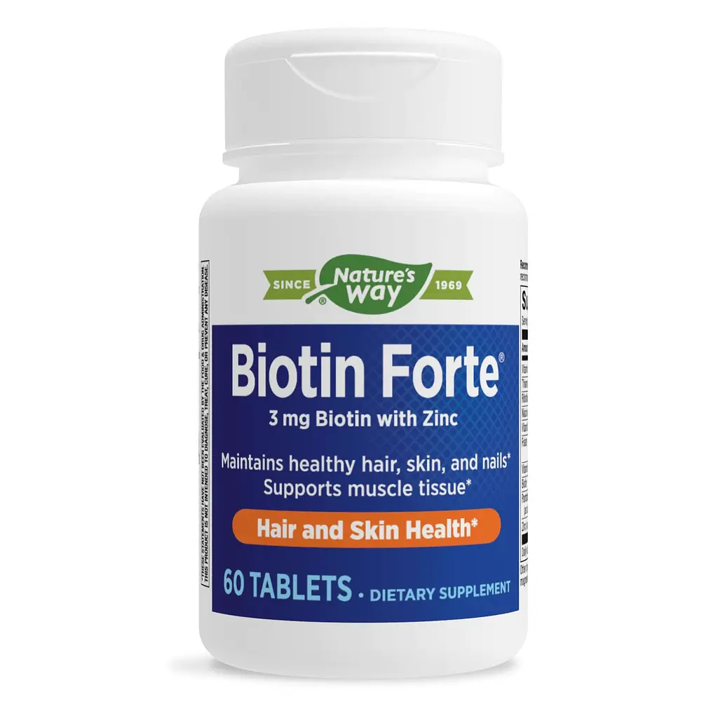 Біотин і цинк Nature's Way Biotin Forte with Zinc, 60 таблеток для підтримки шкіри, волосся та нігтів