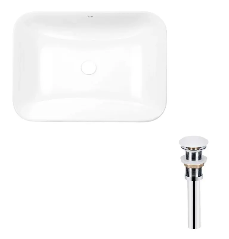 Комплект Qtap Scorpio: Раковина врізна прямокутна 615х390х150 мм White + Донний клапан PU02 (QT1411K491WN47291)