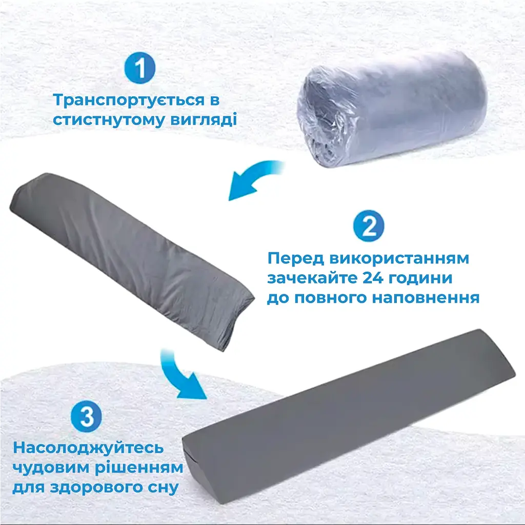 Подушка Supretto клиноподібна 152х25 см з кишенею сіра (90420001) - фото 6
