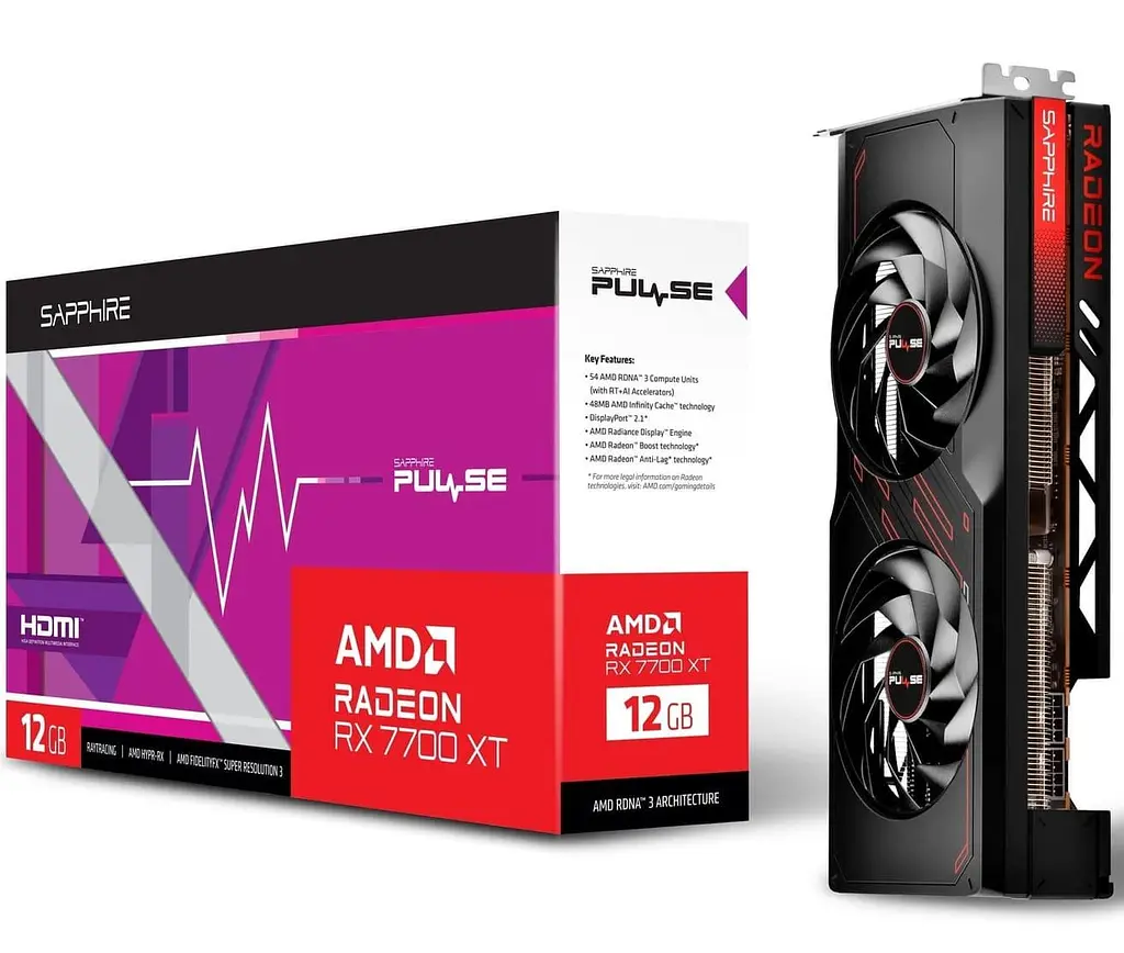 Відеокарта Sapphire AMD Radeon RX 7700 XT PULSE GAMING 12GB (11335-04-20G) (11335-98-90G) (GDDR6, 192 bit, PCI-E v4.0 x16) Б/в - фото 6
