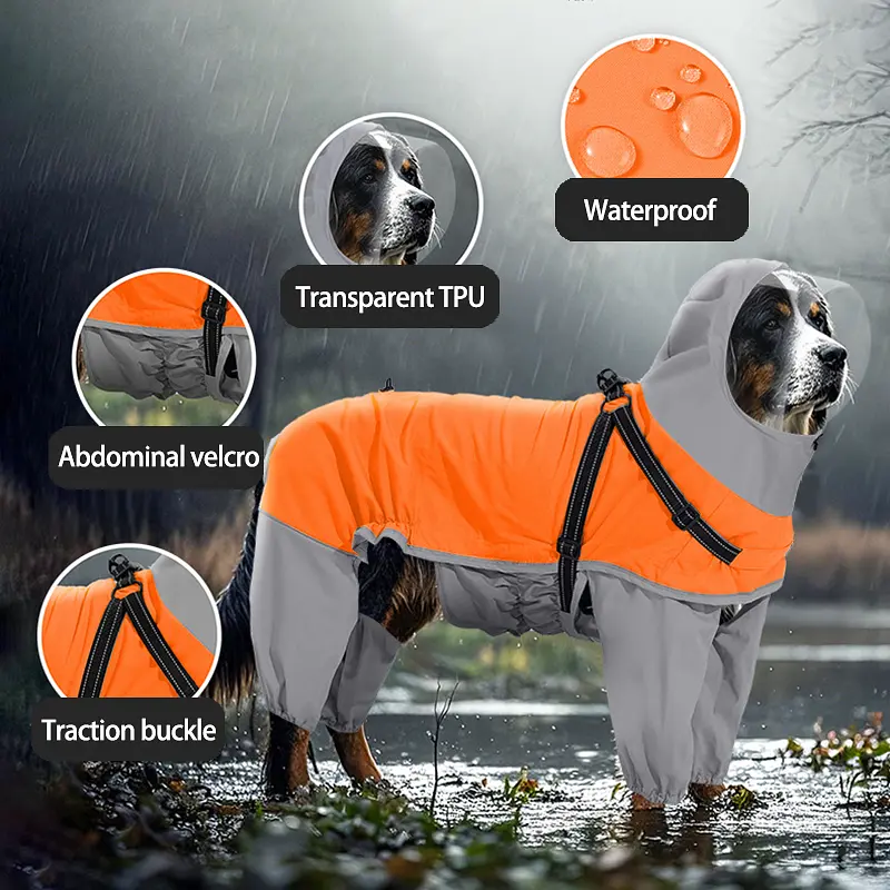 Дощовик для собак Wan Talk Dog Yellow Raincoat з капюшоном, 2XL - фото 3