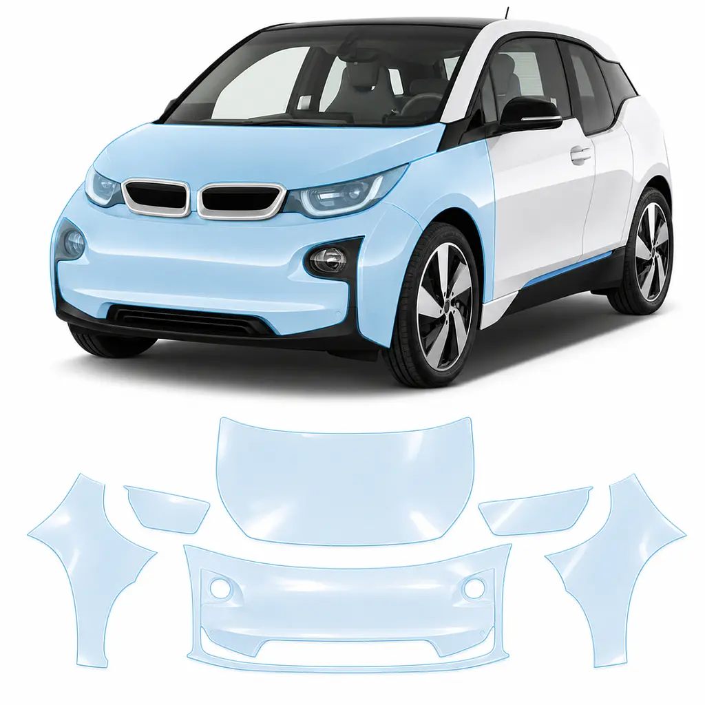 Антигравійна захисна бронеплівка за лекалами для BMW i3 I01 2013-2022 - передня частина авто (капот бампер фари крила)