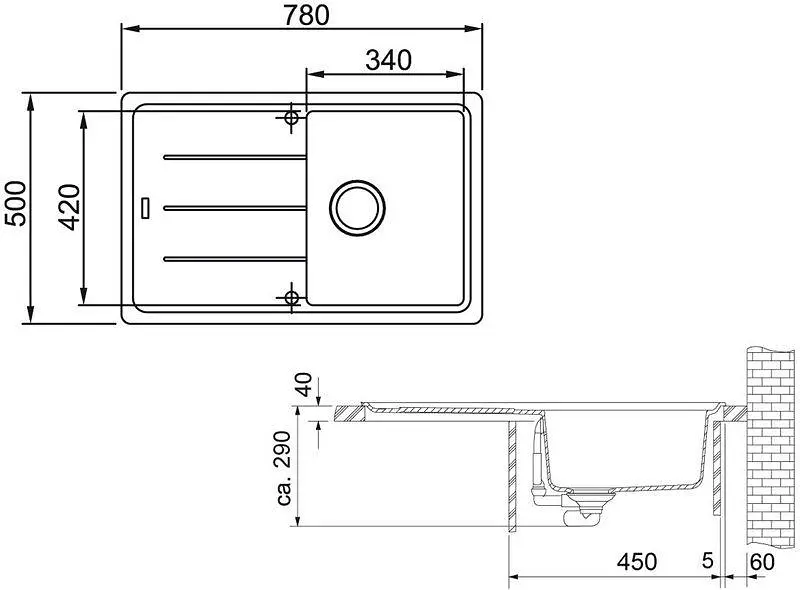 Кухонна мийка Franke Basis BFG 611-78 (114.0565.087) гранітна - врізна - оборотна - Сірий камінь - фото 2