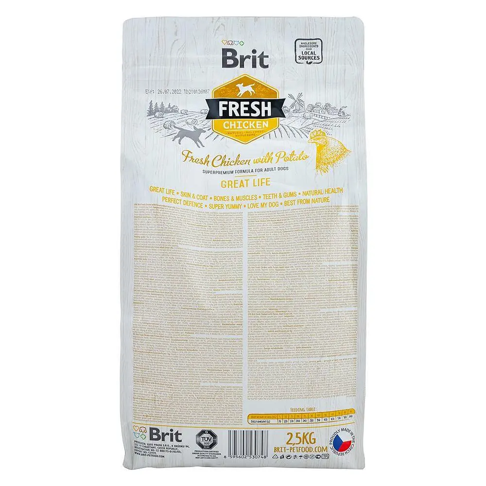 Сухой корм для взрослых собак всех пород Brit Fresh Chicken/Potato Adult 2.5 кг - фото 3