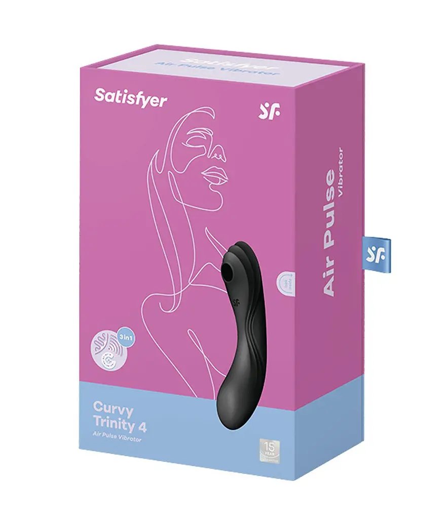 Вакуумный стимулятор клитора с вибрацией Satisfyer Curvy Trinity 4 черный - фото 8