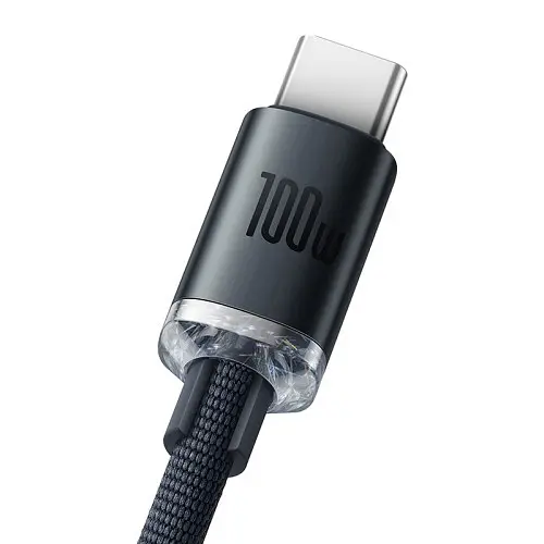 USB кабель Baseus Crystal Shine Series Fast Charging Data USB для Type-C 100W 2m чорний CAJY000501 - фото 4