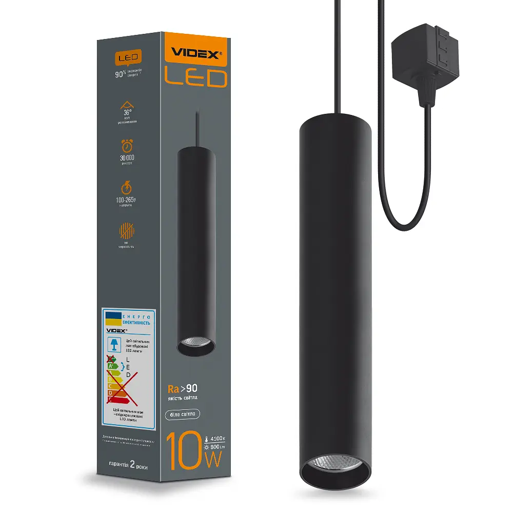 LED світильник підвісний трековий VIDEX 10W 4100K чорний VIDEX (26481-000) - фото 2
