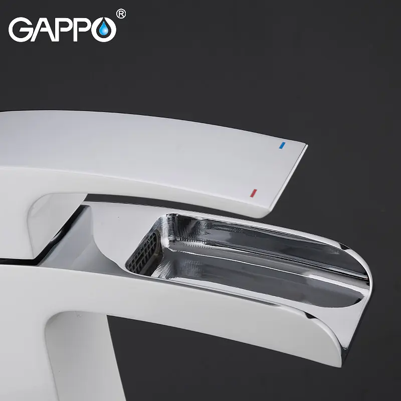 Змішувач для умивальника Gappo G1007-30, білий/хром, Білий - фото 4