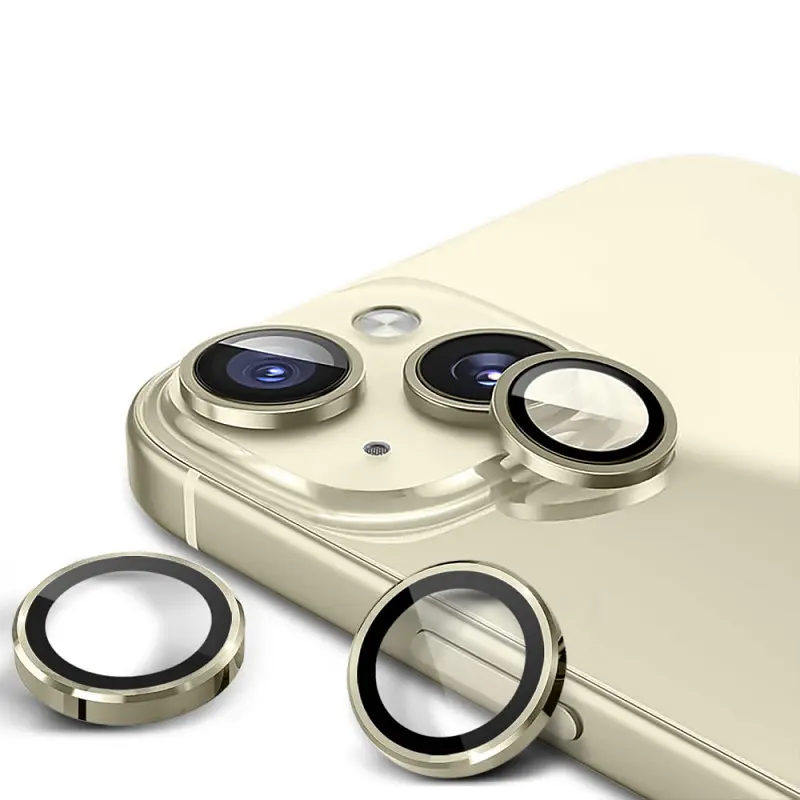 Защитное стекло Metal Classic на камеру (в упак.) для Apple iPhone 15 (6.1) / 15 Plus (6.7) Золотой / Gold - фото 6