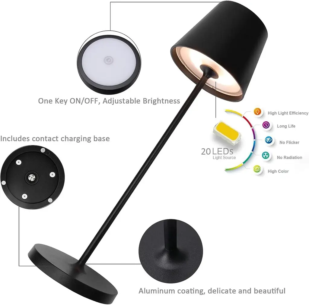 Акумуляторна настільна LED лампа K-Bright, USB, IP54, 3000K - фото 7