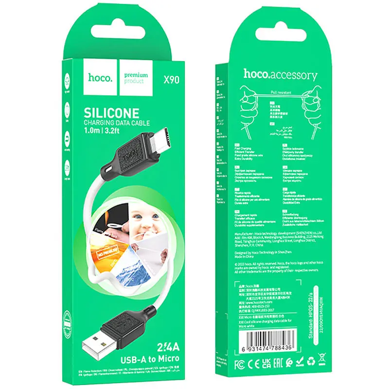 Кабель Hoco X90 Cool silicone USB to MicroUSB (1 м) Белый - фото 5