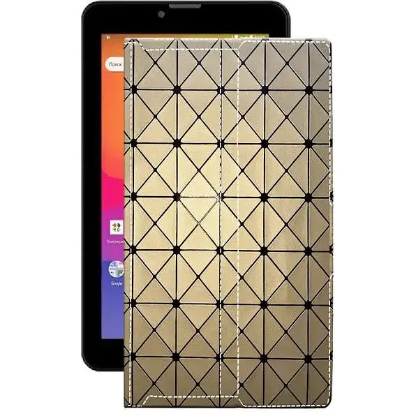 Чехол StatusCASE из экокожи для планшета Prestigio MultiPad Wize 4137 4G Золотой ромб - фото 1