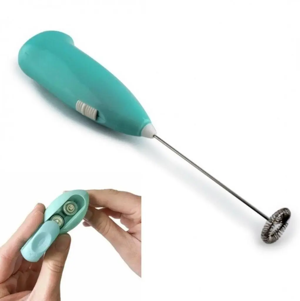 Ручний спінювач для молока Fuke-3089 на батарейках бірюзовий - фото 2